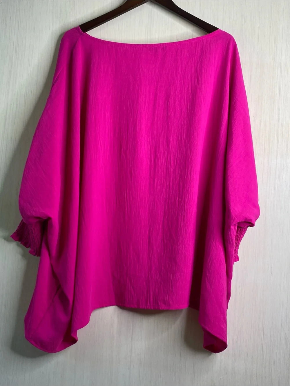 ODDY Charming Oversized Dolman Sleeve Women's Blouse Top Fuschia Large - Picture 2 of 7